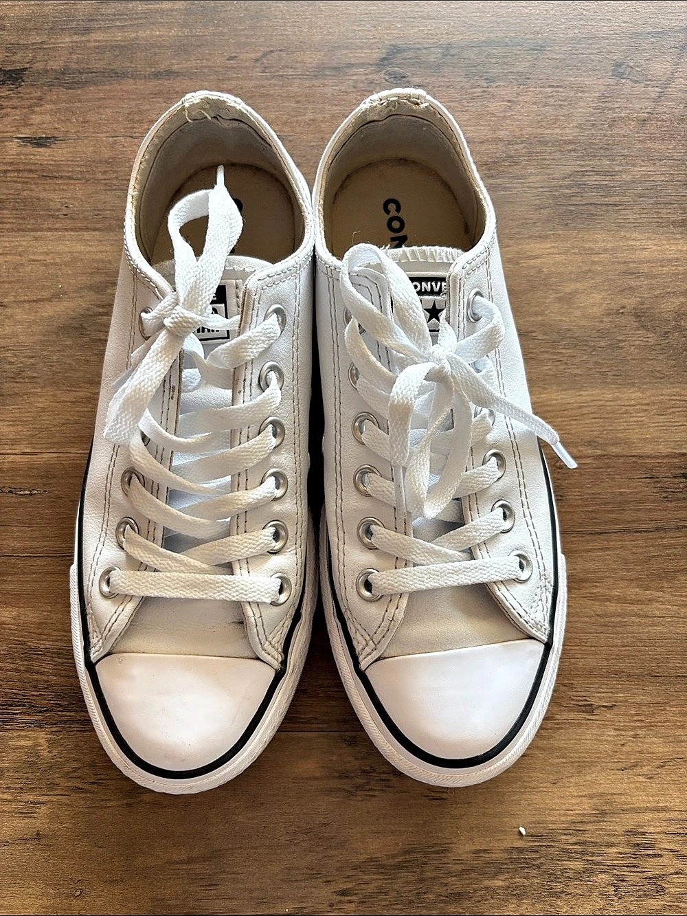 Converse Chuck Taylor All Star Lift Platform Leather Low Top Sneakers White US 7
